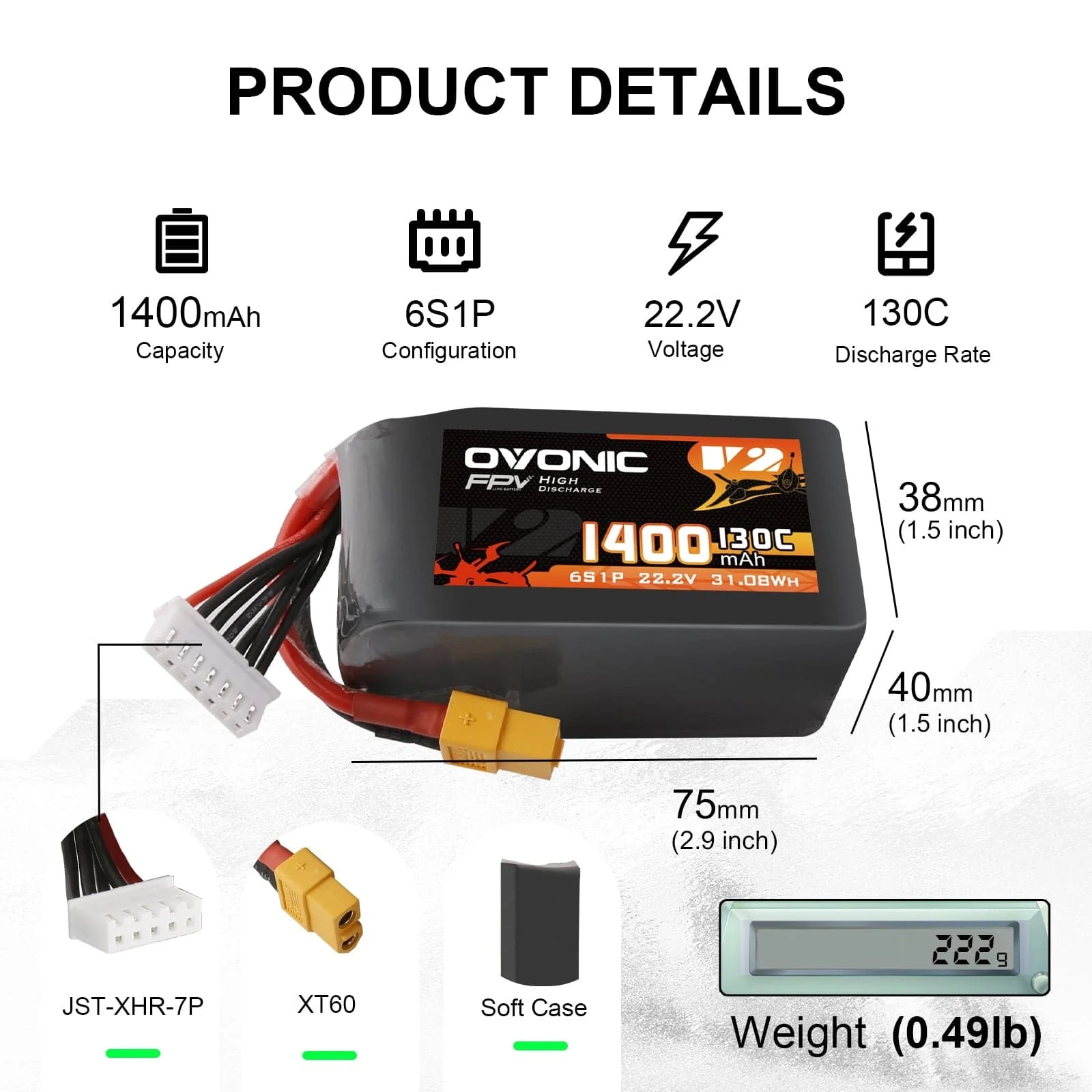 Batterie LiPo Ovonic 6S 22,2V  - Drone Esc avis et prix